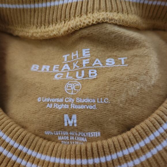Breakfast Club Sweatshirt Size Medium Shermer High Vintage Style Yellow - Picture 6 of 6